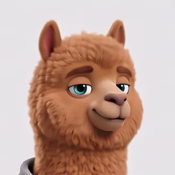 Alpapa, a brown alpaca with teal eyes