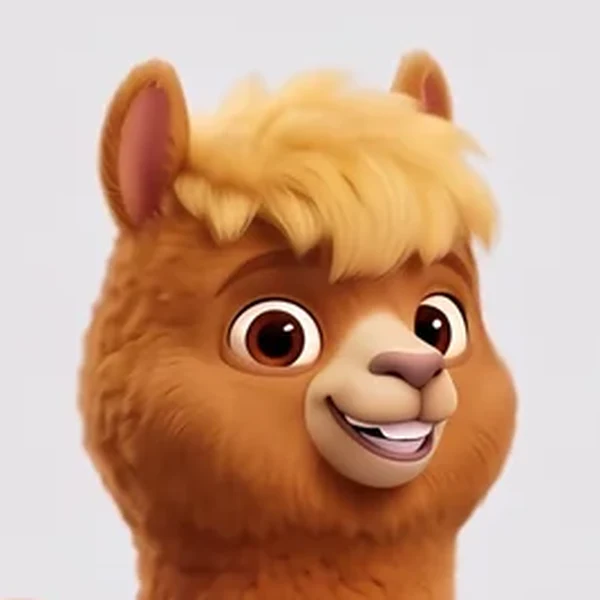 Kinche, a young toffee alpaca with a golden topknot